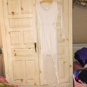 White high low lace dress